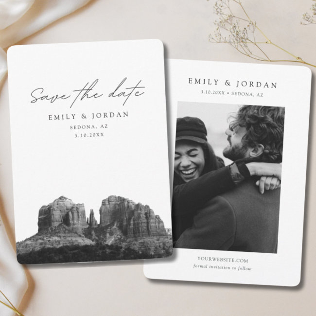 Sedona Save The Date Black & White Wedding Invitation