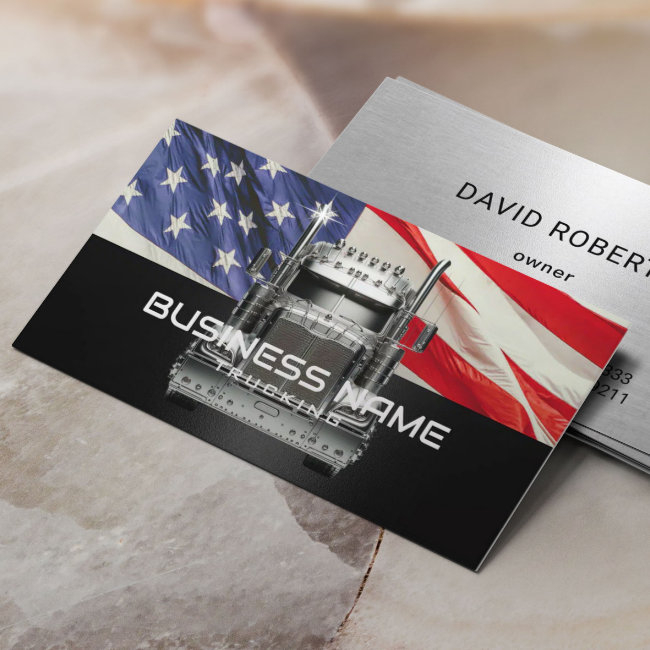 Semi Truck Veteran Trucking American Flag Business Invitations