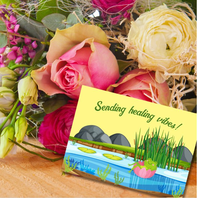 Sending Healing Vibes Frog Get Well Invitations