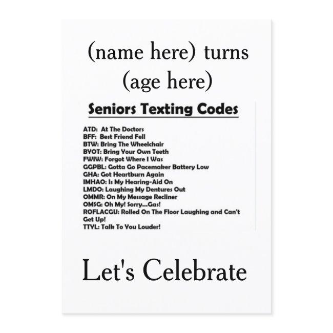 **senior's Birthday Party** Invite (add Age/age)