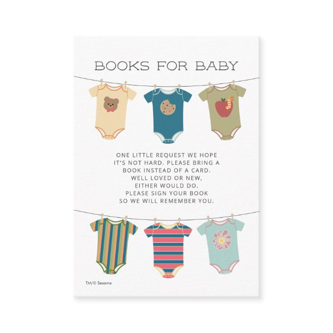 Sesame Pals Bodysuits Baby Shower Book Request Enclosure Invitations