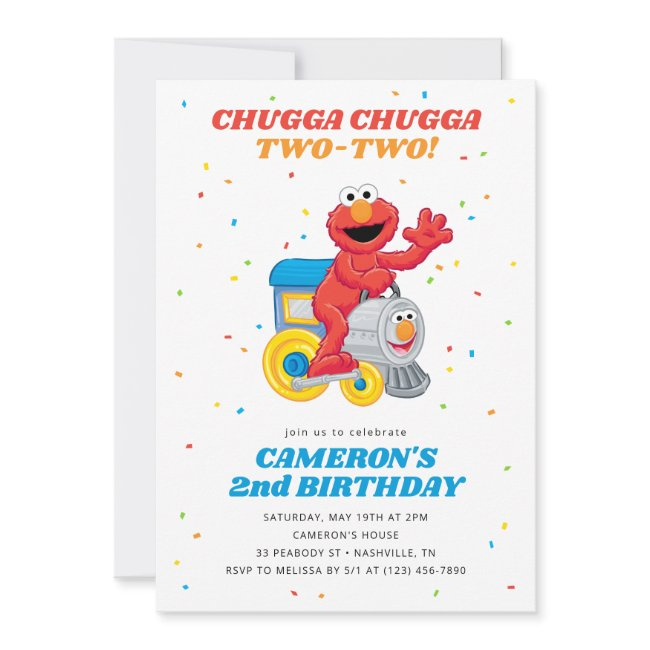 Sesame Street Elmo Chugga Chugga Two Two Birthday Invitation