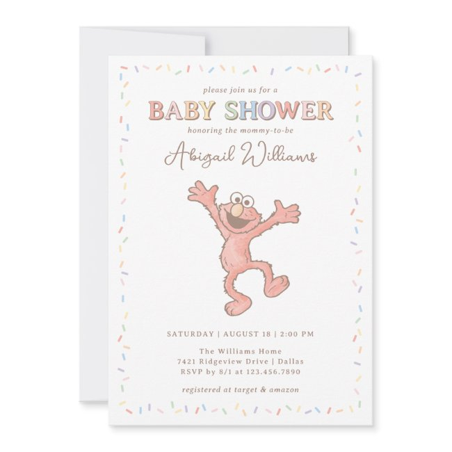 Sesame Street Elmo Confetti Baby Shower Invitation