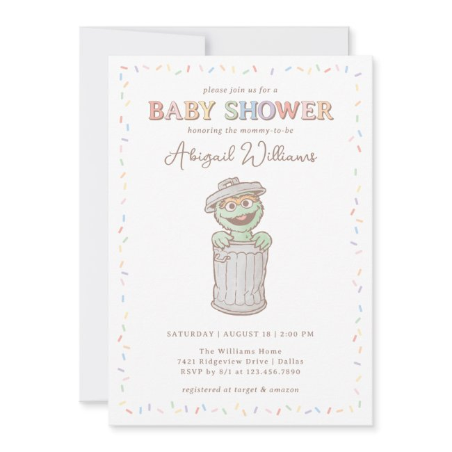 Sesame Street Oscar Confetti Baby Shower Invitation