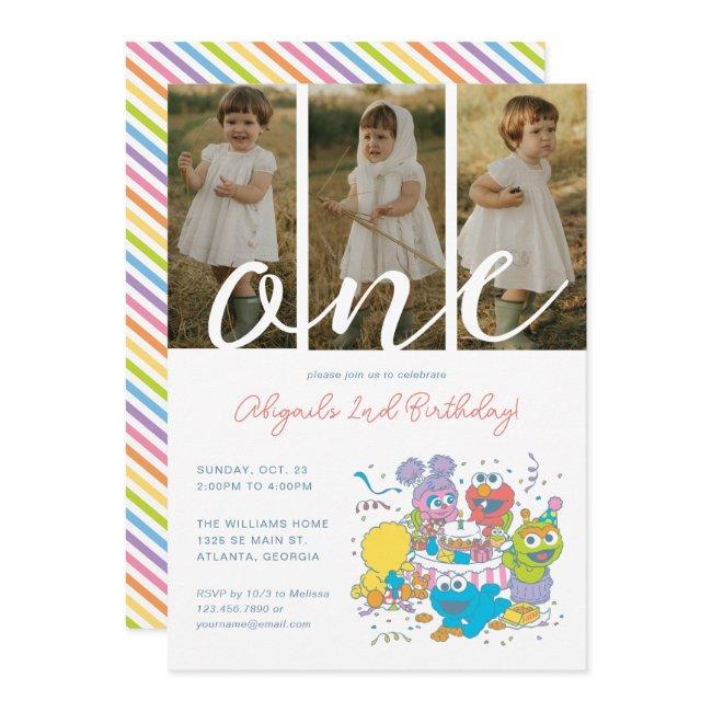 Sesame Street Pals Pastel | 1st Birthday Photo Invitation