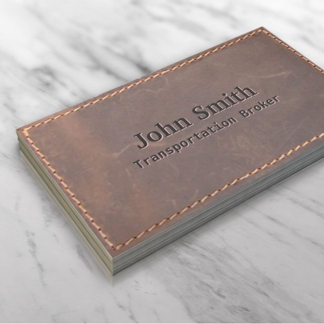 Sewed Leather Transportation Broker Business Invitations