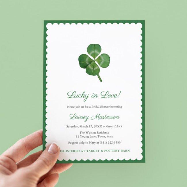 Shamrock Lucky In Love St Patricks Bridal Shower Invitation