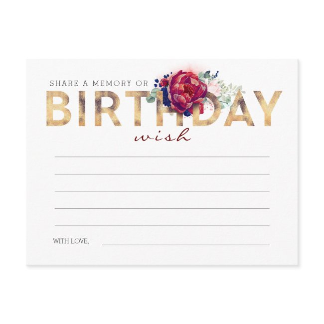 Share A Memory Or Birthday Wish Burgundy And Navy Postinvitations