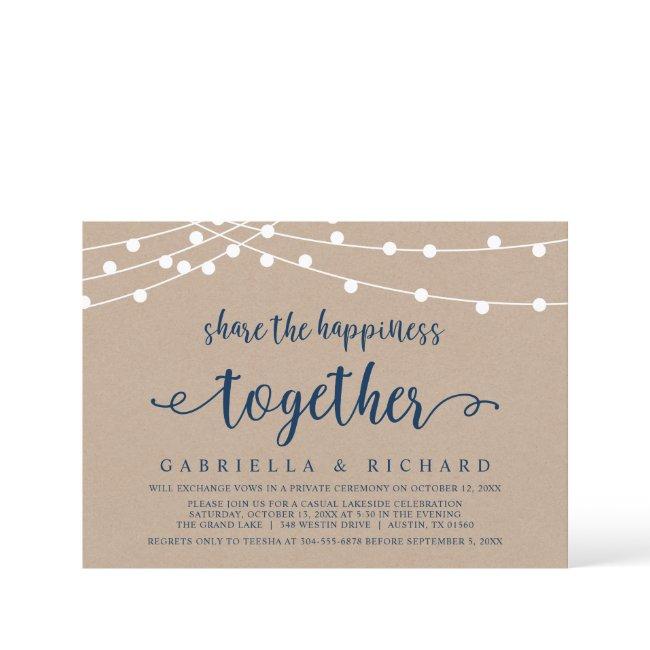 Share The Happiness, Wedding Elopement Party Invit Invitation