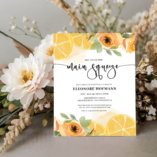 She Found Main Squeeze Bridal Shower Invitation