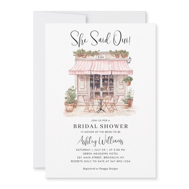She Said Oui Yes Paris French Cafe Bridal Shower Invitation