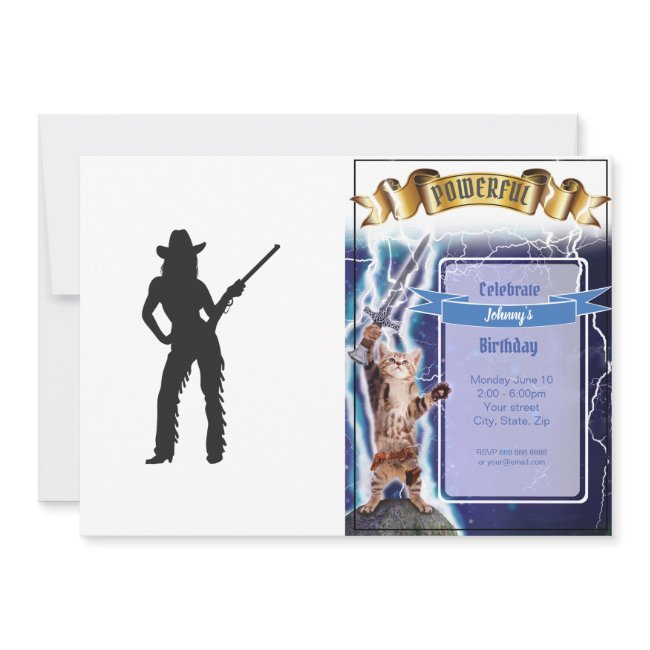 Silhouette Of Western Cowgirl Invitation