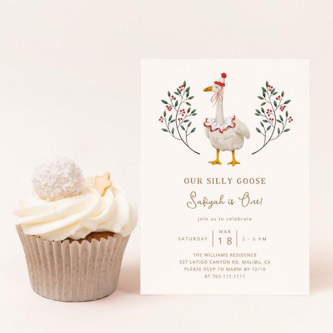 Silly Goose First Birthday Party Invitation