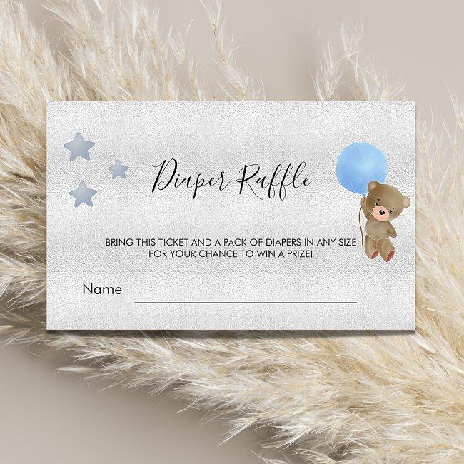 Silver Blue Baby Shower Boy Diaper Raffle Ticket Enclosure Invitations