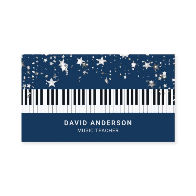 Silver Confetti Piano Keyboard Musician Pianist Business Invitations