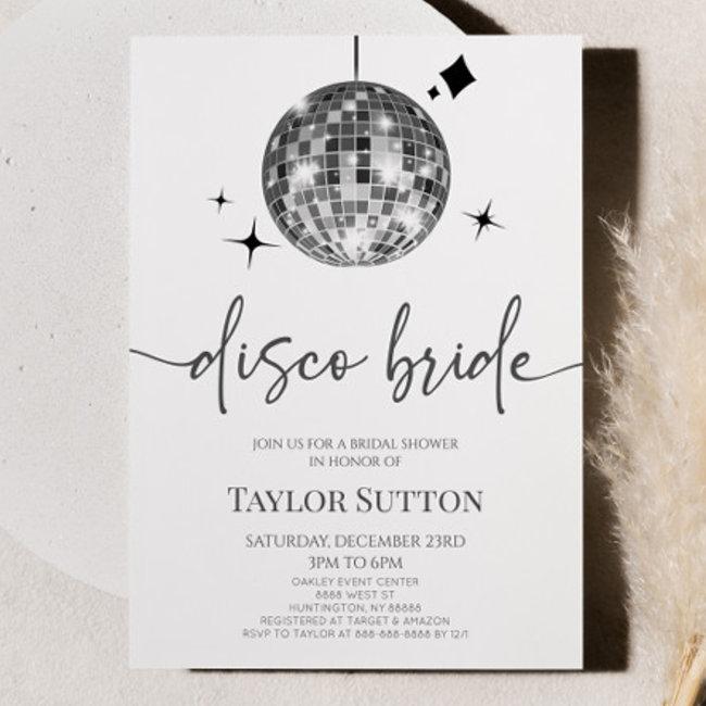Silver Disco Ball Disco Bride Bridal Shower Invitation