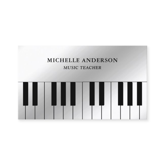 Silver Foil Piano Keyboard Musician Pianist Business Invitations