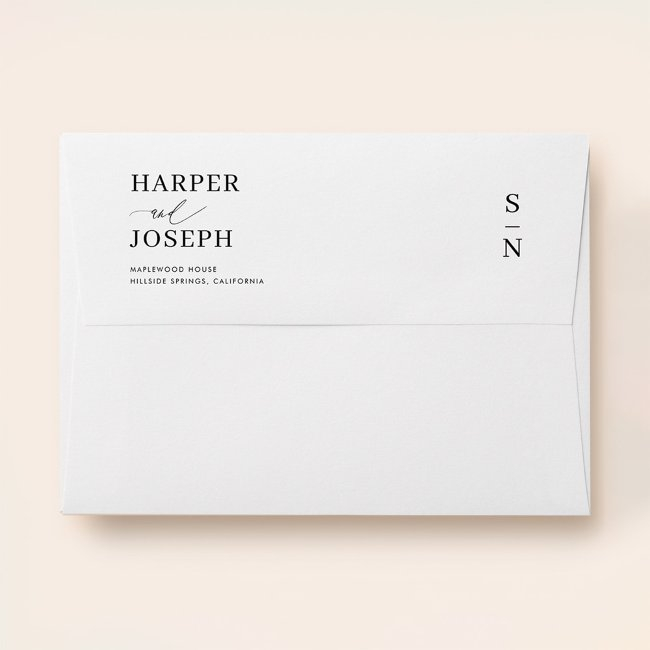Simple Black And White Wedding Invitation Envelope