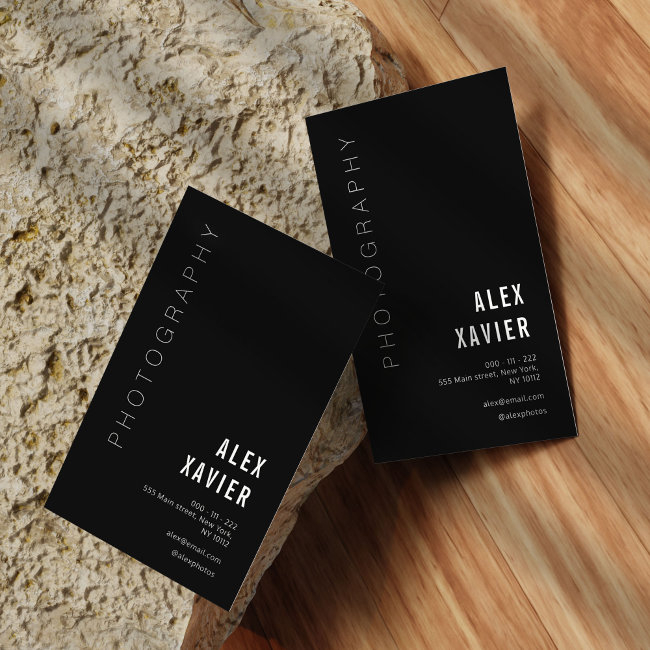 Simple Black Photographer Business Invitations