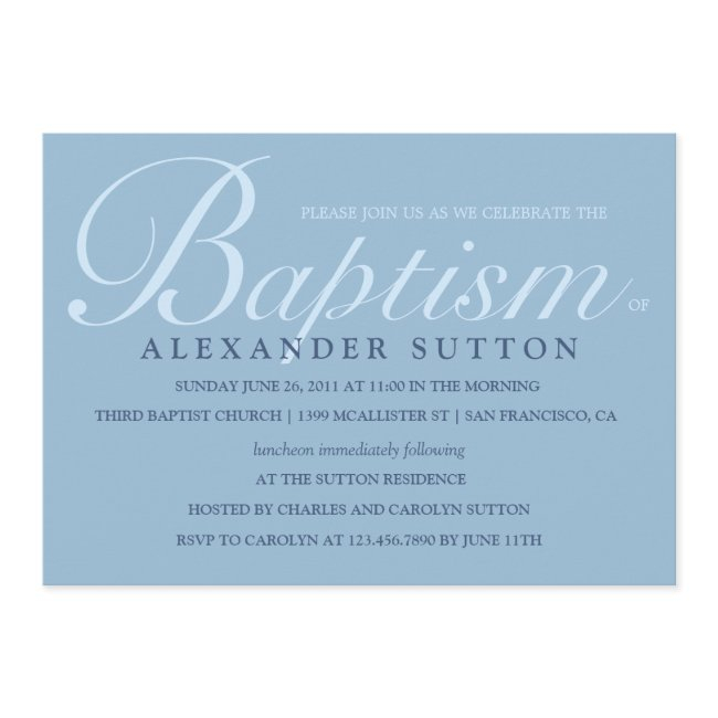 Simple Blue Baptism/christening Invite