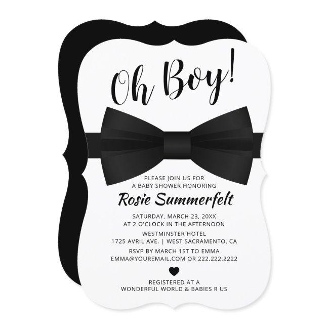 Simple Bow Tie Black & White | Baby Shower Invitation
