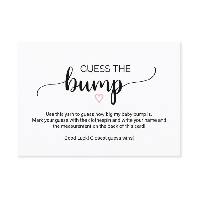 Simple Calligraphy | Pink Guess The Bump Game Invitations