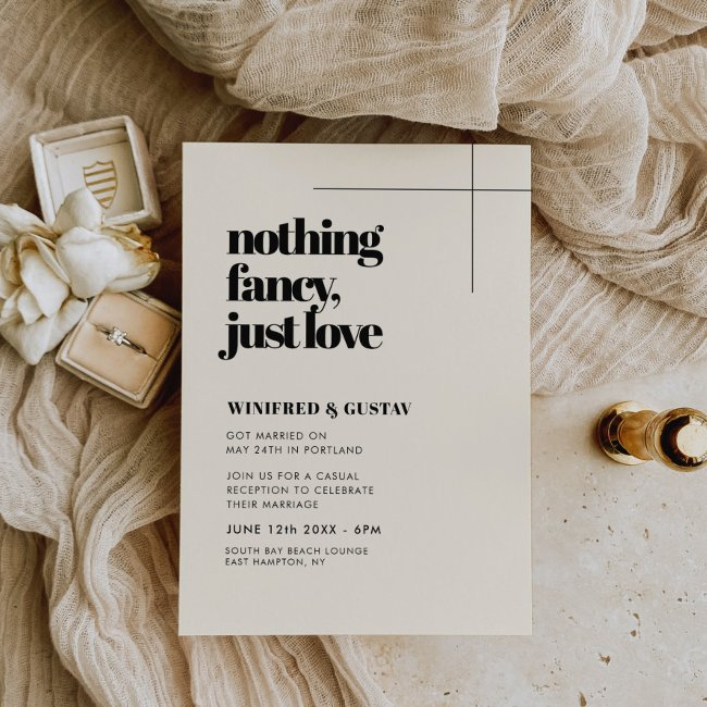 Simple Chic & Elegant Nothing Fancy Just Love Invitation