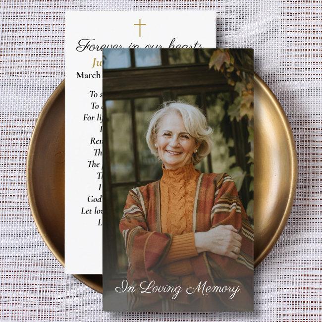 Simple Cross Photo Funeral Memorial Prayer Invitations