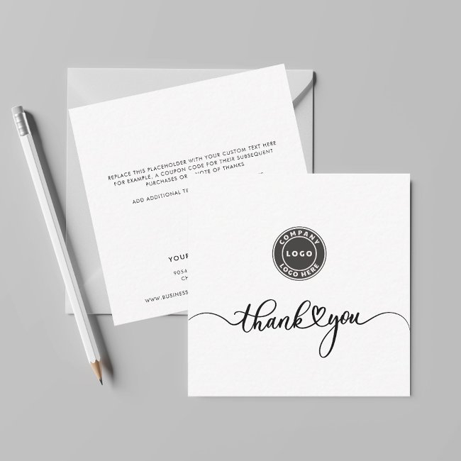 Simple Custom Logo And Business Thank You Note Invitations