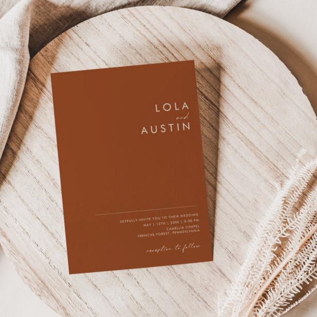 Simple Desert | Terracotta All In One Wedding Invitation
