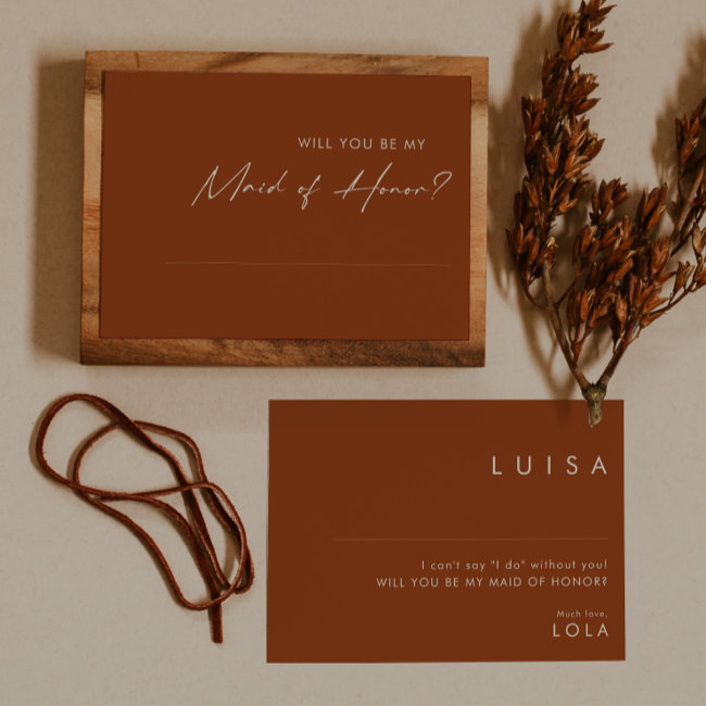 Simple Desert Terracotta Maid Of Honor Invitations