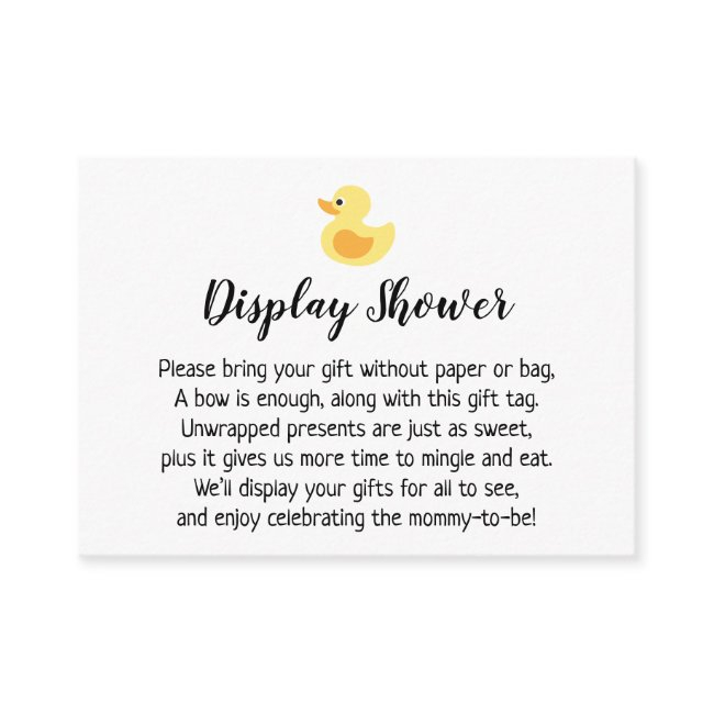 Simple Display Baby Shower Gift Invitations, Rubber Duck Enclosure Invitations