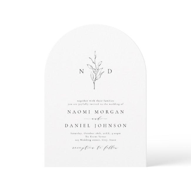 Simple Elegance Botanical Monogram Rustic Wedding Invitation