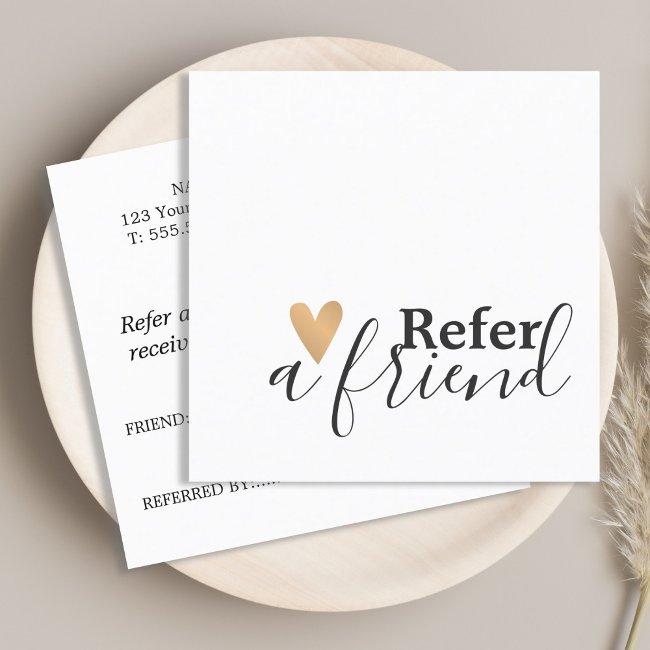 Simple Elegant Black White Gold Heart Referral Invitations