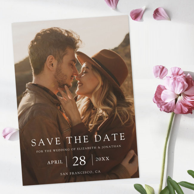 Simple Elegant Custom Photo Save The Date Wedding Magnetic Invitation