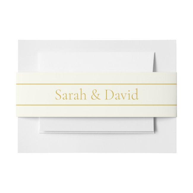 Simple Elegant Customizable Text | Gold Off White Invitation Belly Band