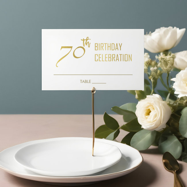 Simple Elegant Gold Grey Typography 70 Birthday Place Invitations