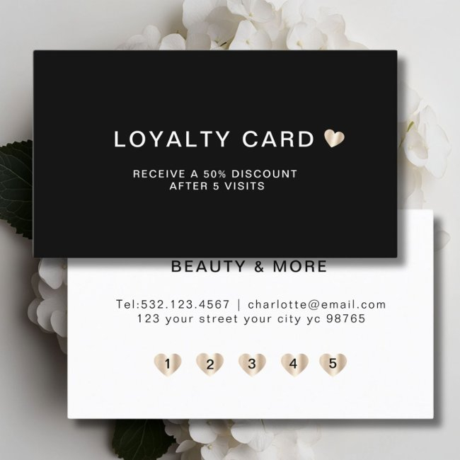 Simple Elegant Heart 5 Visit Loyalty Invitations