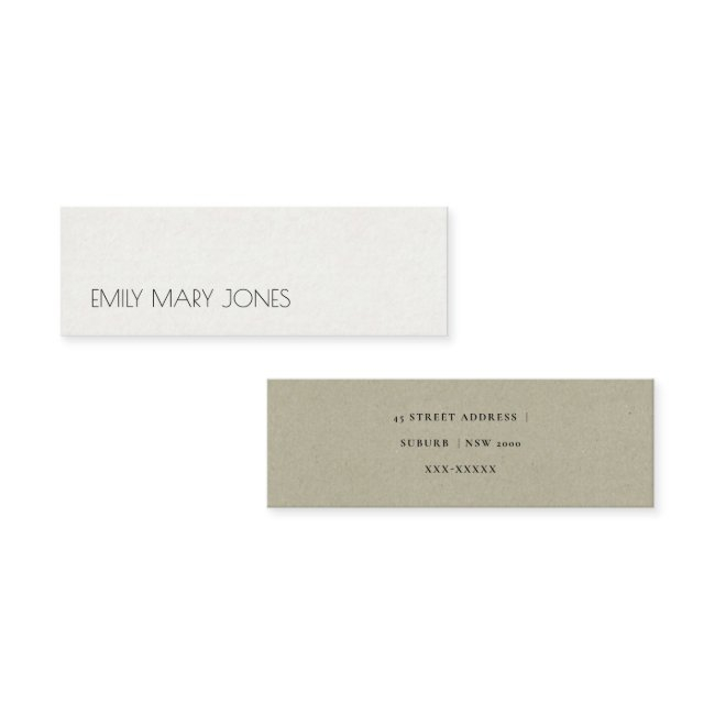 Simple Elegant Kraft Grey Typography Address Mini Business Invitations