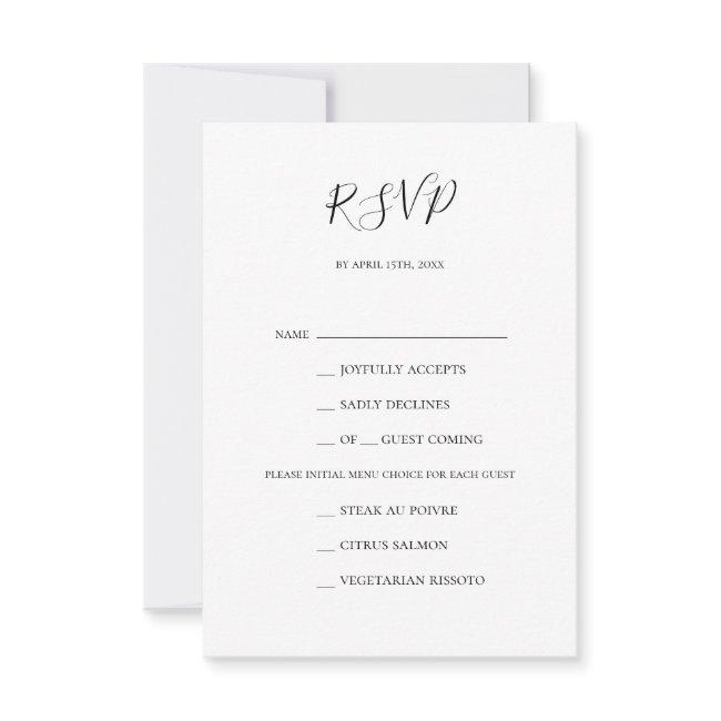 Simple Elegant Menu Choice Rsvp Invitations