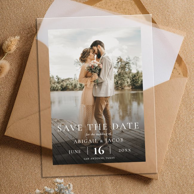 Simple Elegant Modern Photo Wedding Save The Date Acrylic Invitations