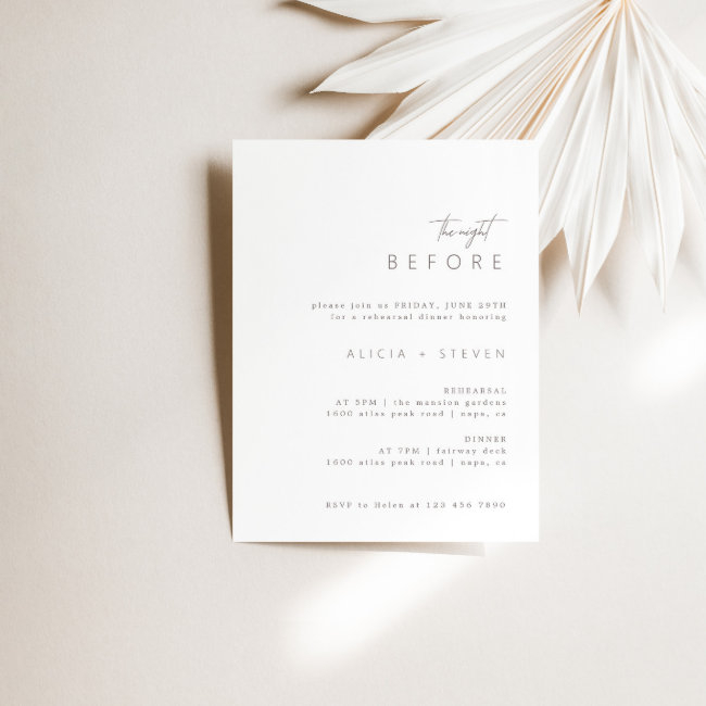 Simple Elegant Modern Rehearsal Dinner Invitation