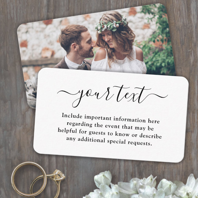 Simple Elegant Script & Photo Wedding Details Enclosure Invitations