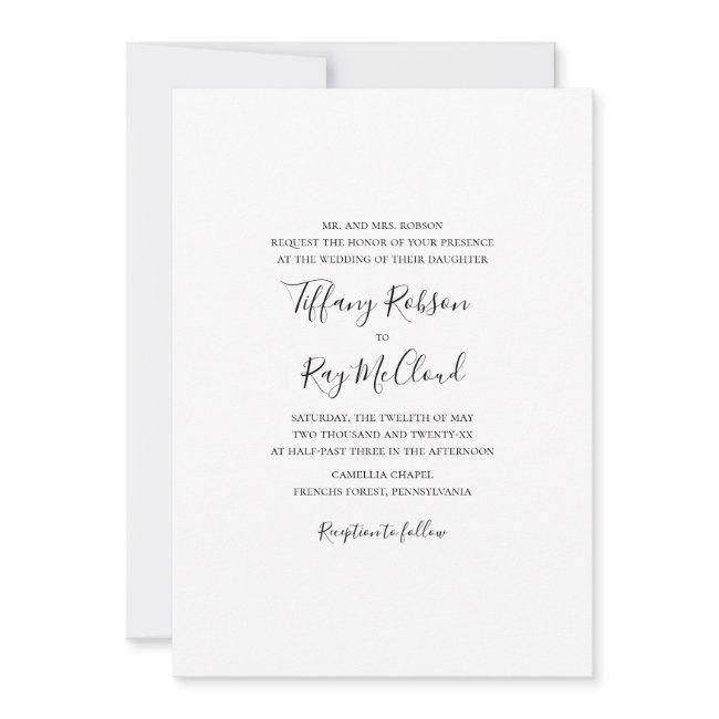 Simple Elegant Traditional Wedding Invitation