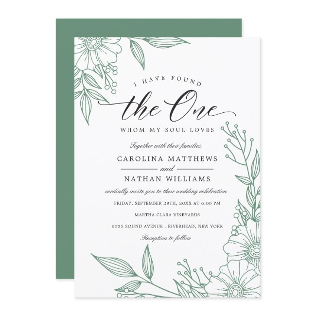 Simple Floral I Have Found The One | Mint Wedding Invitation