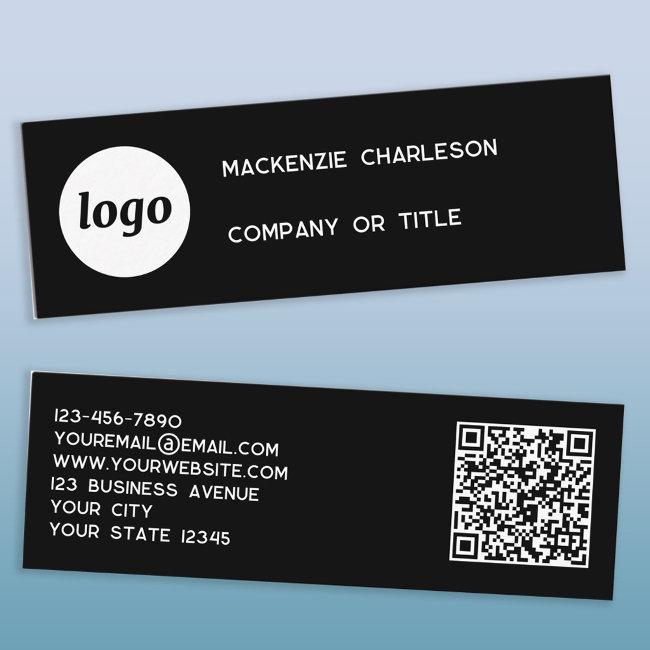 Simple Logo And Qr Code Black Mini Business Invitations