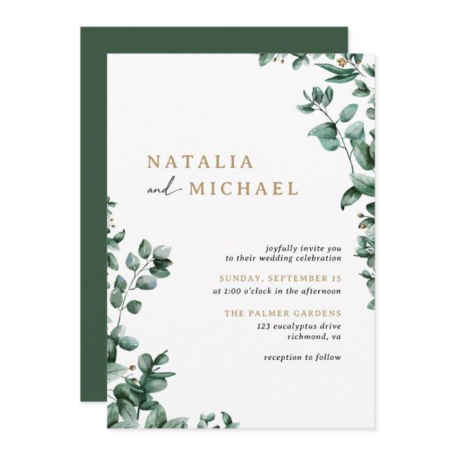 Simple Modern Eucalyptus Greenery | Casual Wedding Invitation