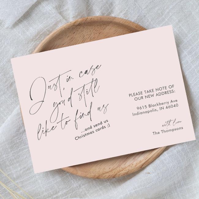 Simple Modern Funny Soft Pink And Gray Moving Announcement