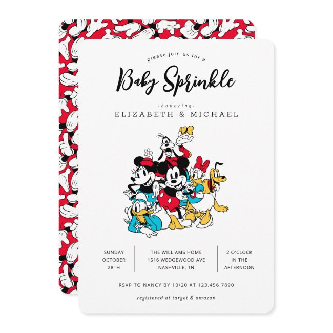Simple Modern Mickey And Friends Baby Sprinkle Invitation