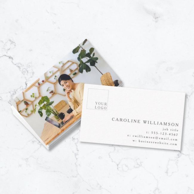 Simple Modern Minimal Professional Logo Photo Business Invitations